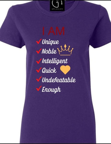 I am Unique Affirmation Tshirt Female